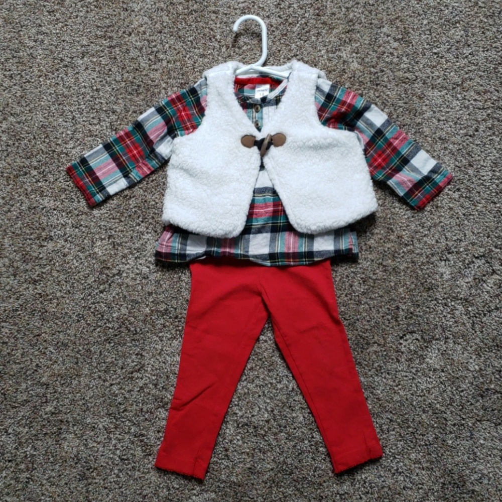 Carters 3pc 18month Red plaid outfit